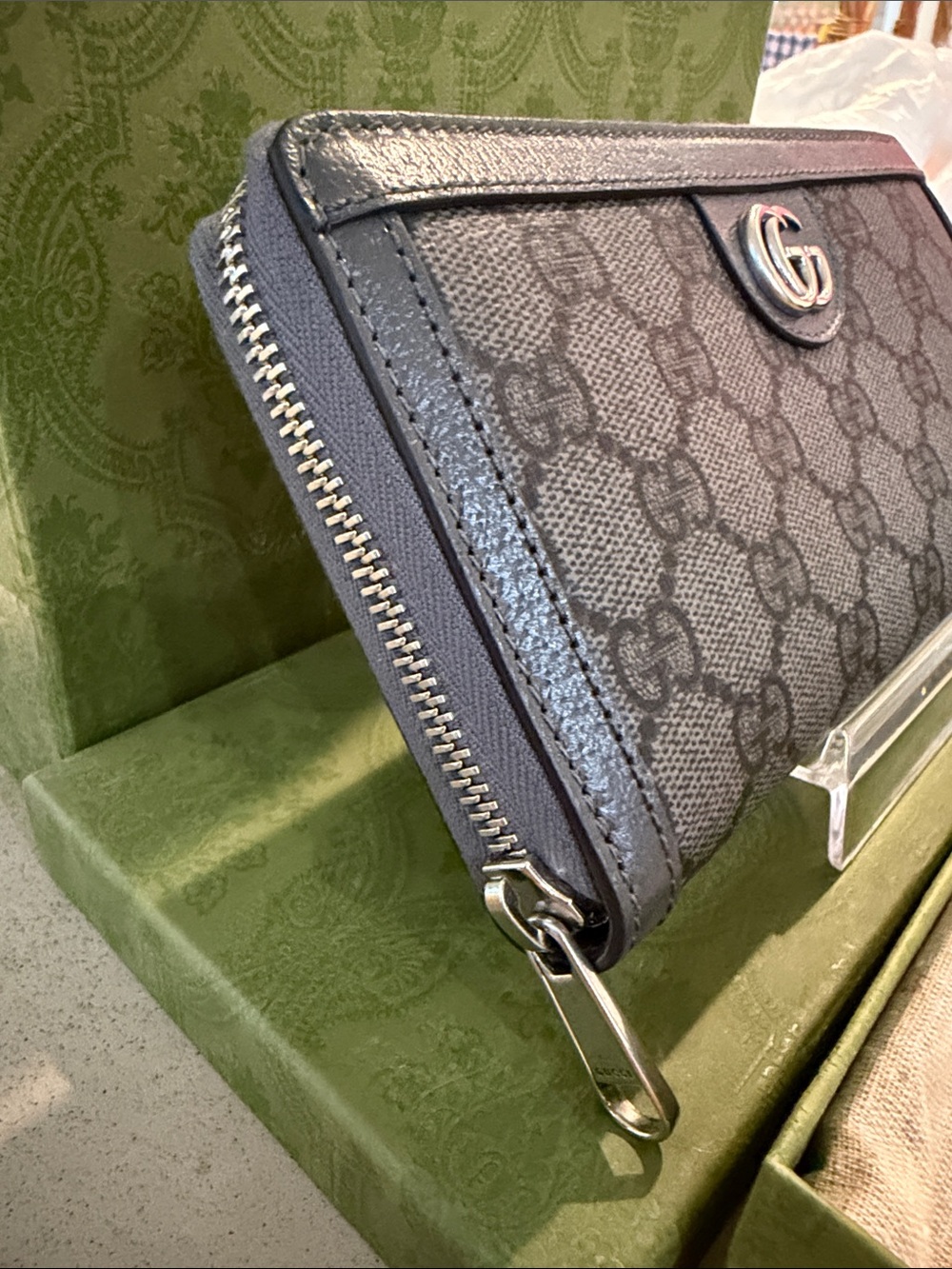 GUCCI | ✨NEW✨ Ophidia GG Supreme Zip Around Long Wallet in Grey/Graphite Grey - Picture 3 of 8